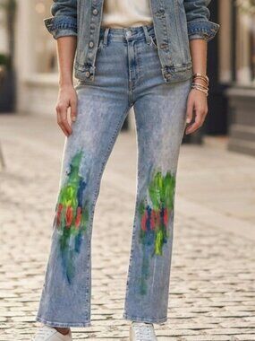 CITIZEN OF HUMANITY Lilah High Rise In Lyric 32 Handpainted Distressed Artsy